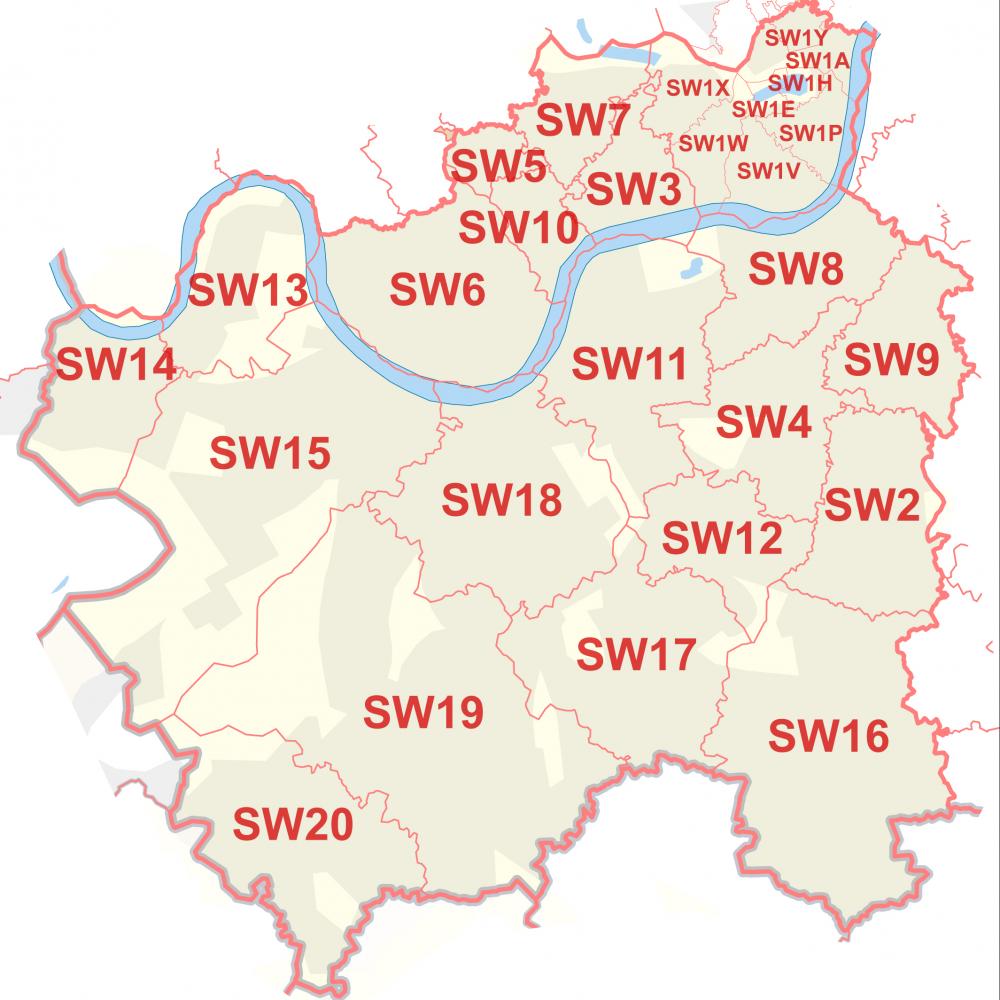 Sw Postcode Area Map Vector Locksmith Chelsea | Local | Trusted | 24 Hours